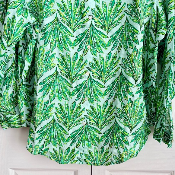 Lilly Pulitzer Green Floral Blouse, xxl - Picture 3 of 8